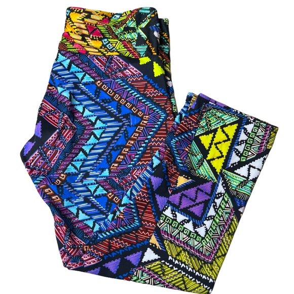 Onzie Pants - Onzie Colorful Mosaic Print Cropped Legging S/M
